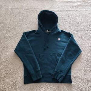 Champion Reverse Weave Hoodie, C Logo, Women's Size Small - Teal